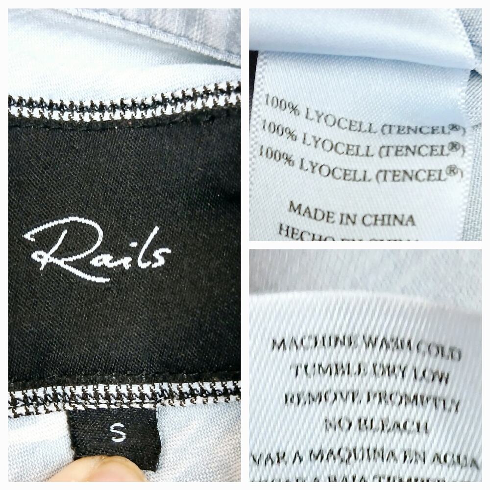 Rails Sz S Carter Chambray Denim Button Down Whit… - image 5